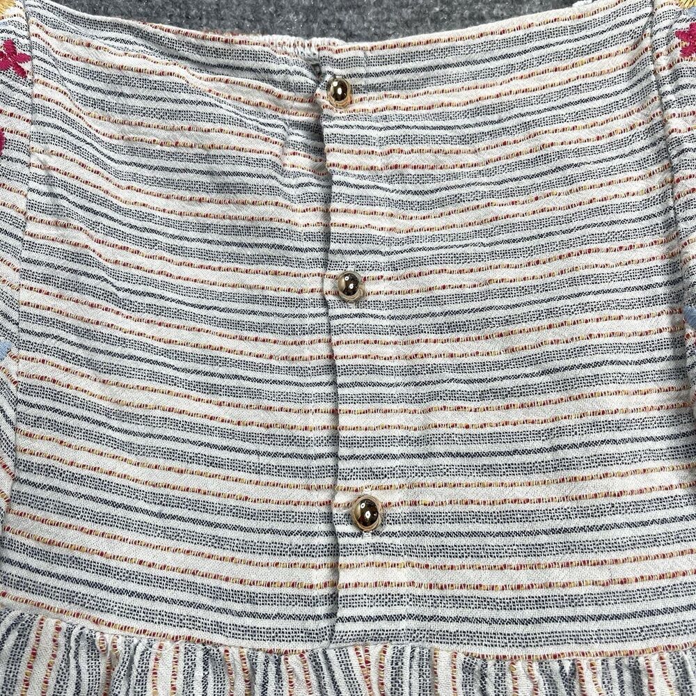 Savanna Jane Top Womens Large Cotton Linen Blend Button Back Embroidered Boho - Picture 4 of 8